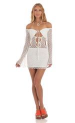 Picture Crochet Cutout Dress in White. Source: https://media-img.lucyinthesky.com/data/May23/150xAUTO/f8ccb5d0-5f1a-4297-8e66-26d29e27e41d.jpg