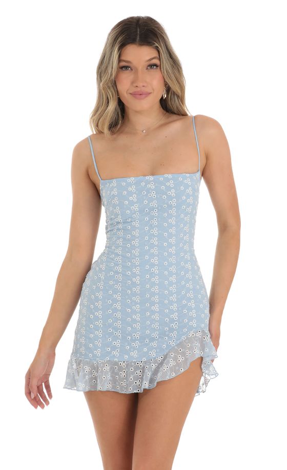 Ruffle Dress in Sky Blue