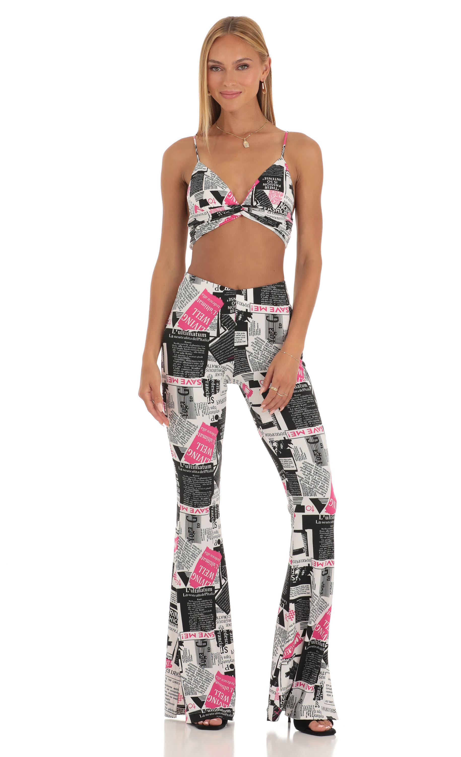 Two Piece Set in Newspapper Print