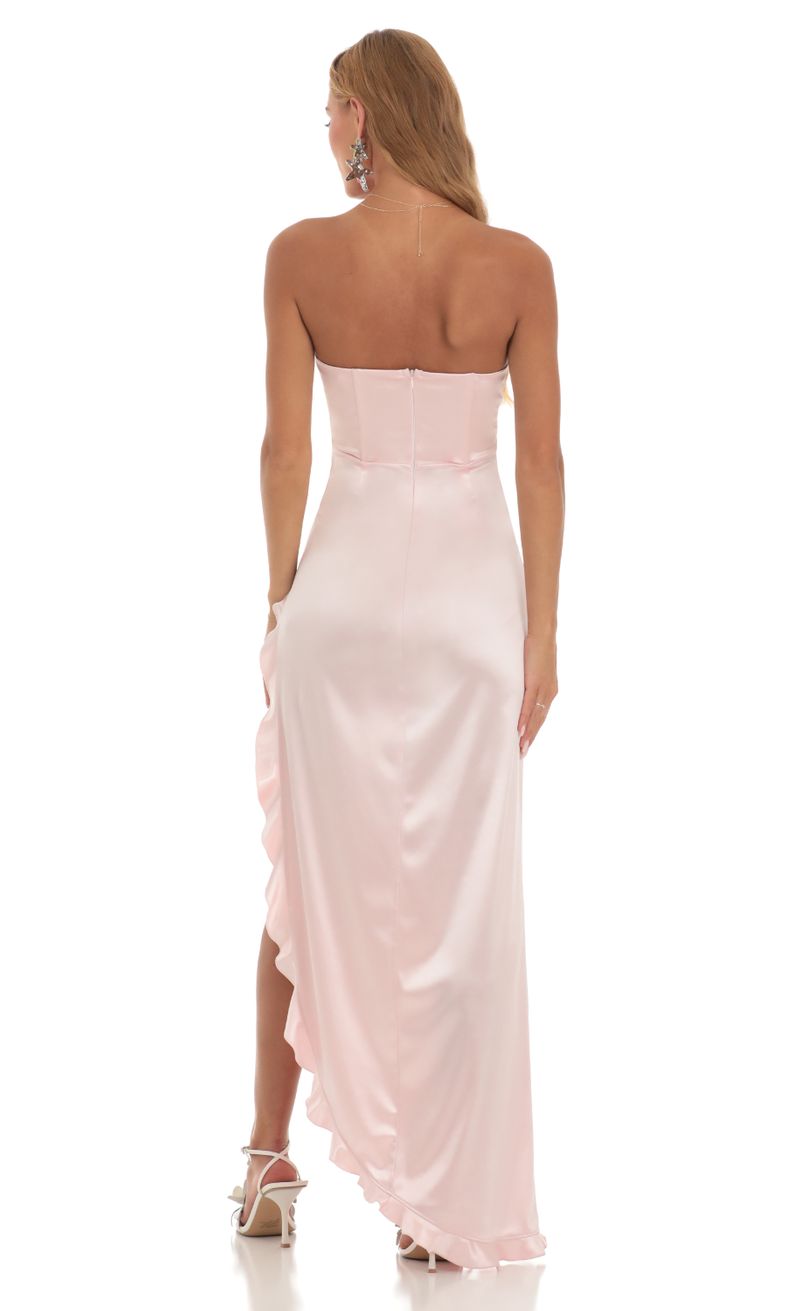 After Hours Blush Pink Strapless Ruffled Maxi Dress