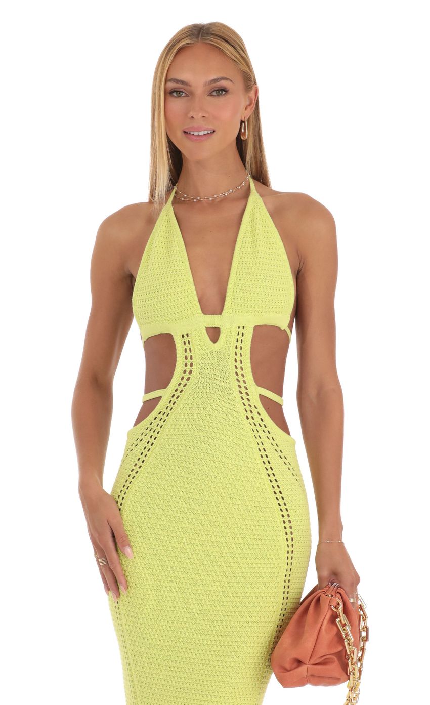 Picture Crochet Cut-Out Dress in Neon Yellow. Source: https://media-img.lucyinthesky.com/data/May23/850xAUTO/4222afbf-9b66-490e-8961-87d80d85b32f.jpg