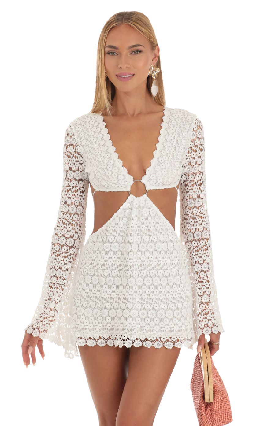 Picture Ethelyn Cut-Out Mini Dress in White. Source: https://media-img.lucyinthesky.com/data/May23/850xAUTO/4b647be1-4f50-491c-8126-c671bb090ac0.jpg