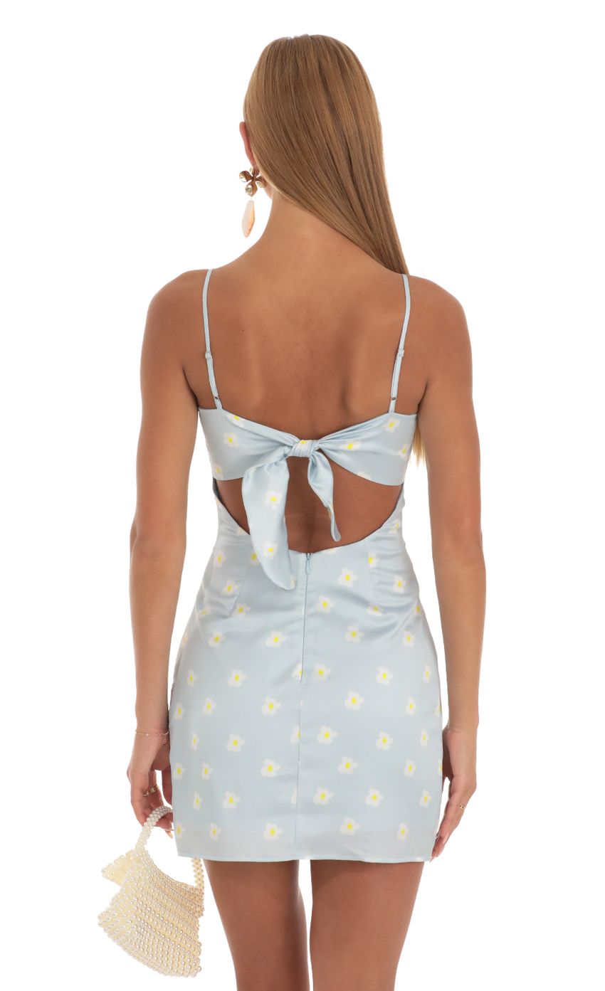 Picture Floral Satin Tie Back Dress in Sky Blue. Source: https://media-img.lucyinthesky.com/data/May23/850xAUTO/4c52337d-8d25-4146-a071-9384c8394431.jpg