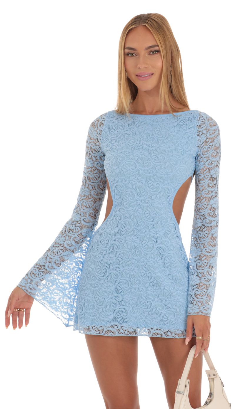 Picture Lace Long Sleeve Dress in Sky Blue. Source: https://media-img.lucyinthesky.com/data/May23/850xAUTO/5755fa2a-74f2-4705-9768-0d87422ac5f2.jpg