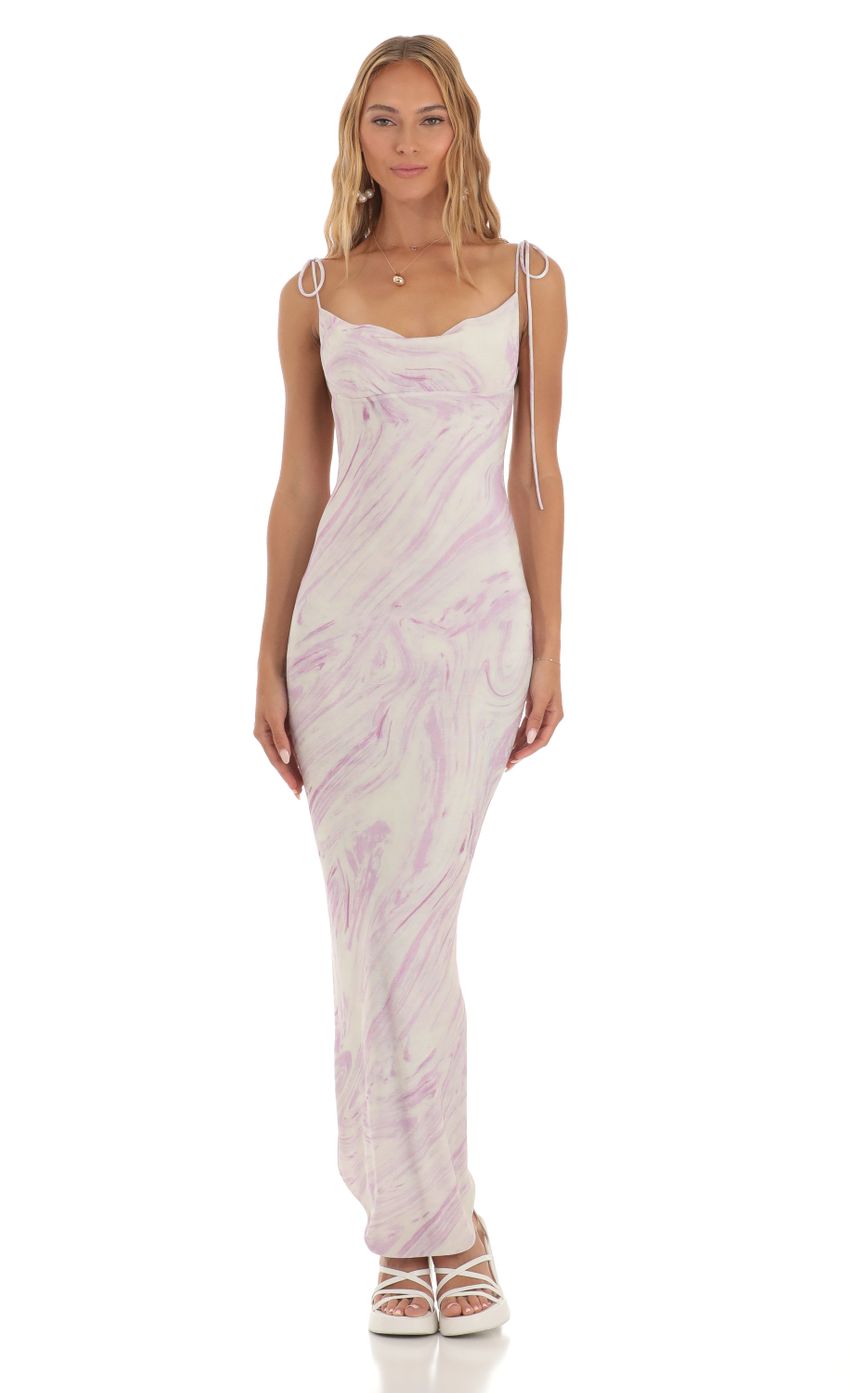 Picture Back Slit Maxi Dress in Purple Swirl. Source: https://media-img.lucyinthesky.com/data/May23/850xAUTO/636a14ec-391f-448c-8890-6fbb44802f6d.jpg