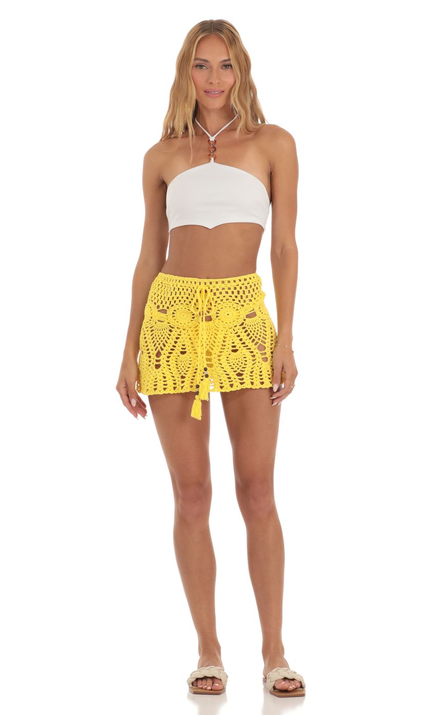Picture Sunbeam Crochet Two Piece Skirt Set in Yellow. Source: https://media-img.lucyinthesky.com/data/May23/850xAUTO/64fa8811-a45e-48e2-8ebb-ec970909abaa.jpg