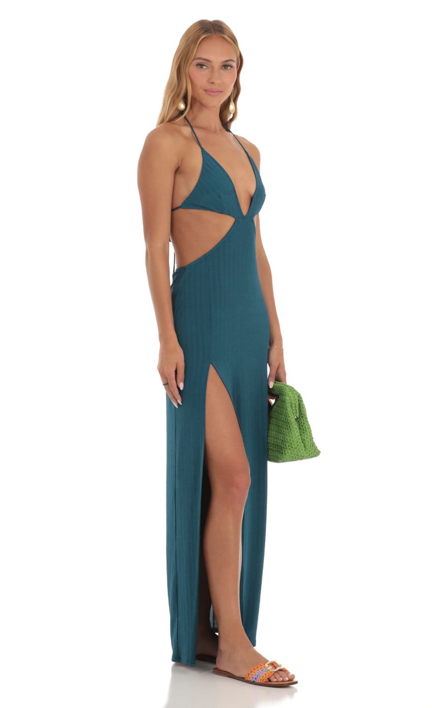 Picture Striped Bikini Cutout Maxi Dress in Blue. Source: https://media-img.lucyinthesky.com/data/May23/850xAUTO/671bc7af-96f5-42ae-bc54-03971b402e6a.jpg
