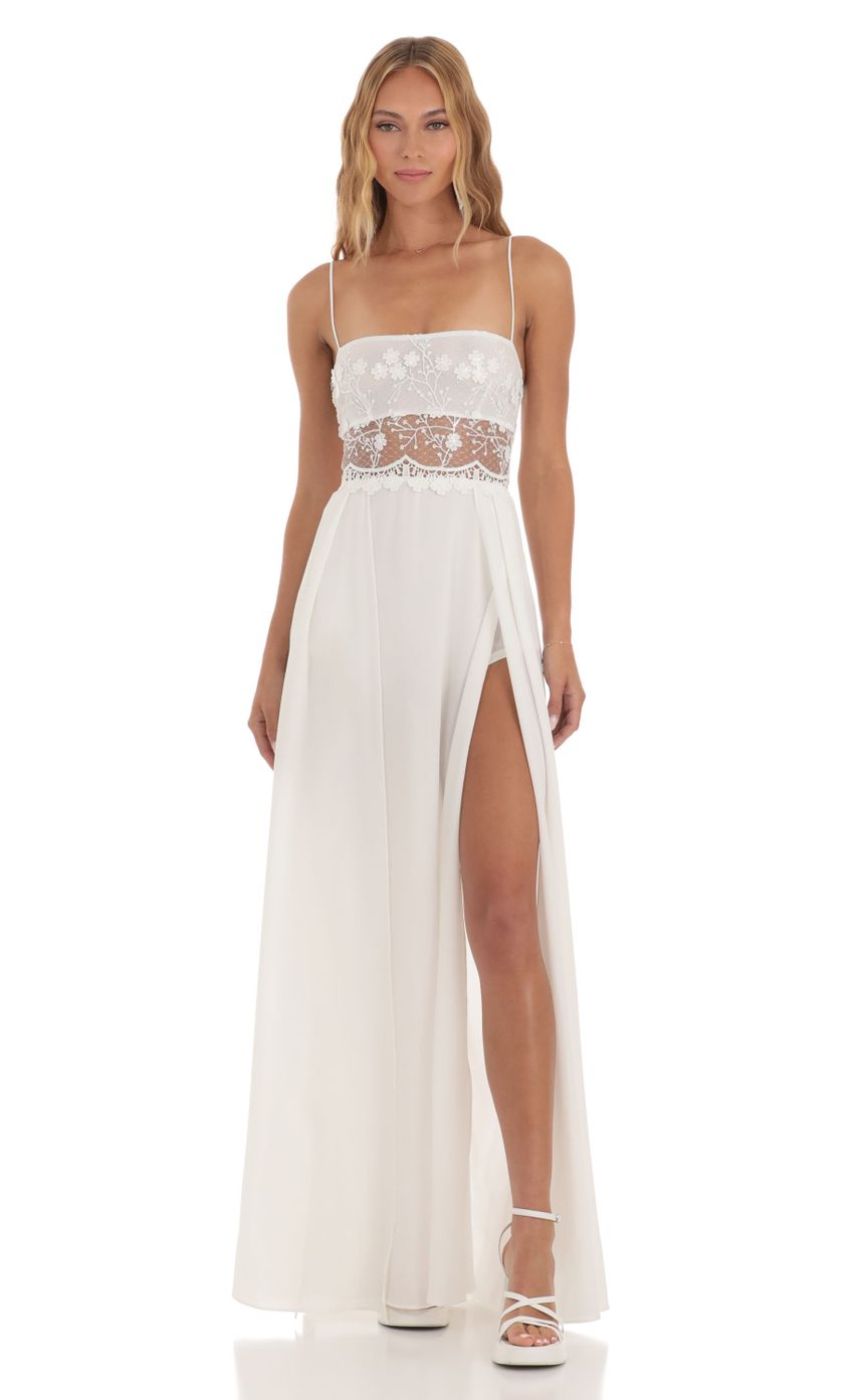 Picture Lace Sequin Maxi Dress in White. Source: https://media-img.lucyinthesky.com/data/May23/850xAUTO/73c6d288-29a5-408d-ab75-b9868949df96.jpg