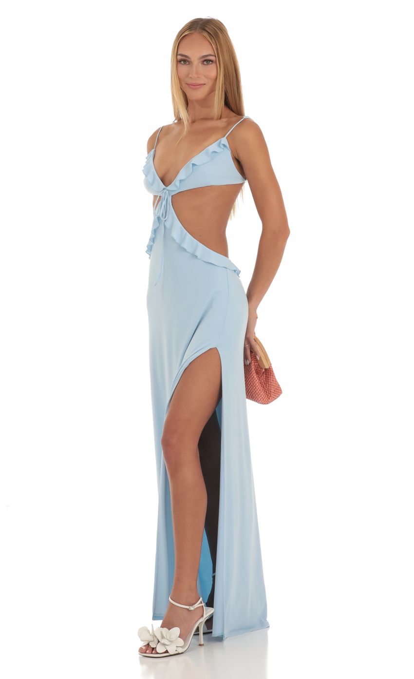 Picture Cut Out Dress With Ruffles in Blue. Source: https://media-img.lucyinthesky.com/data/May23/850xAUTO/80de1dfd-f061-431b-8ded-9b551820dc4c.jpg