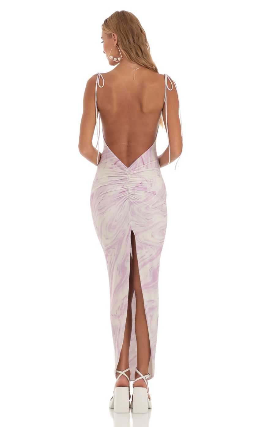 Picture Back Slit Maxi Dress in Purple Swirl. Source: https://media-img.lucyinthesky.com/data/May23/850xAUTO/914c5eac-60cf-4b33-a3fe-59ee650eac16.jpg