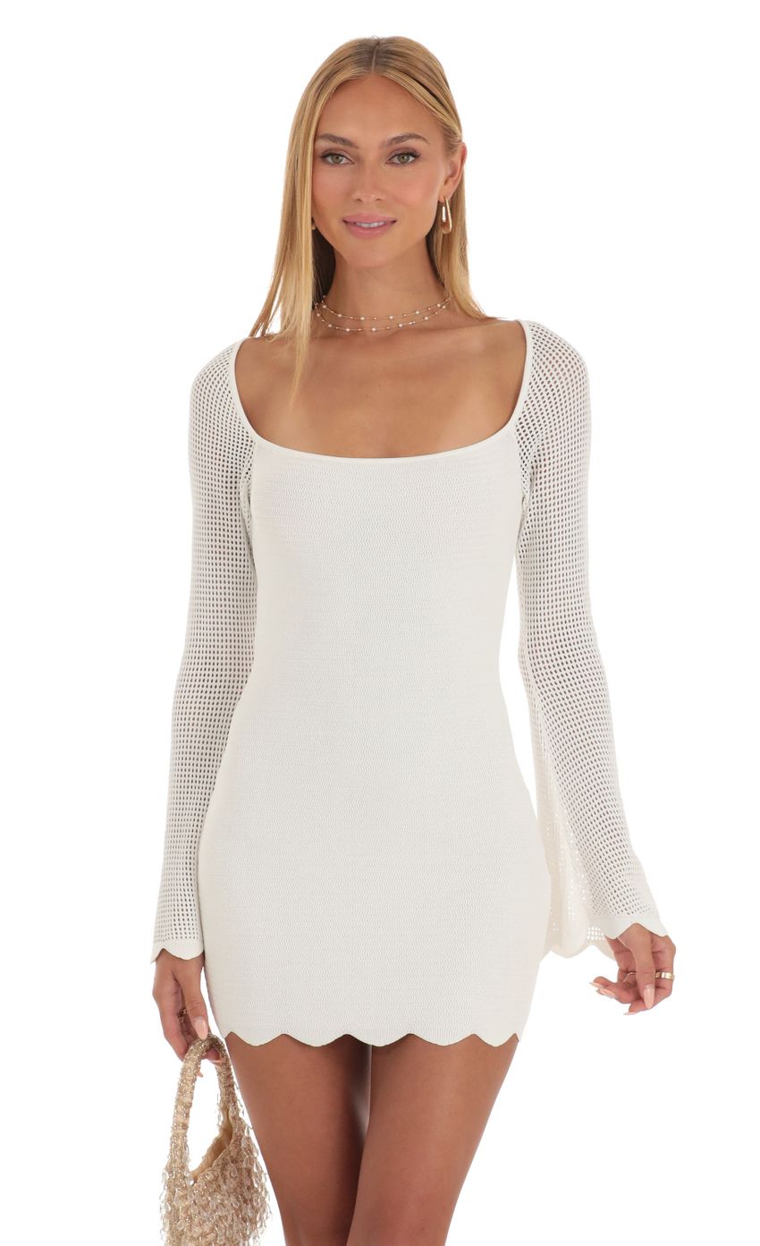Picture Crochet Bell Sleeve Dress in White. Source: https://media-img.lucyinthesky.com/data/May23/850xAUTO/a5bfce1c-bdbf-414f-8269-c2a4aedac218.jpg