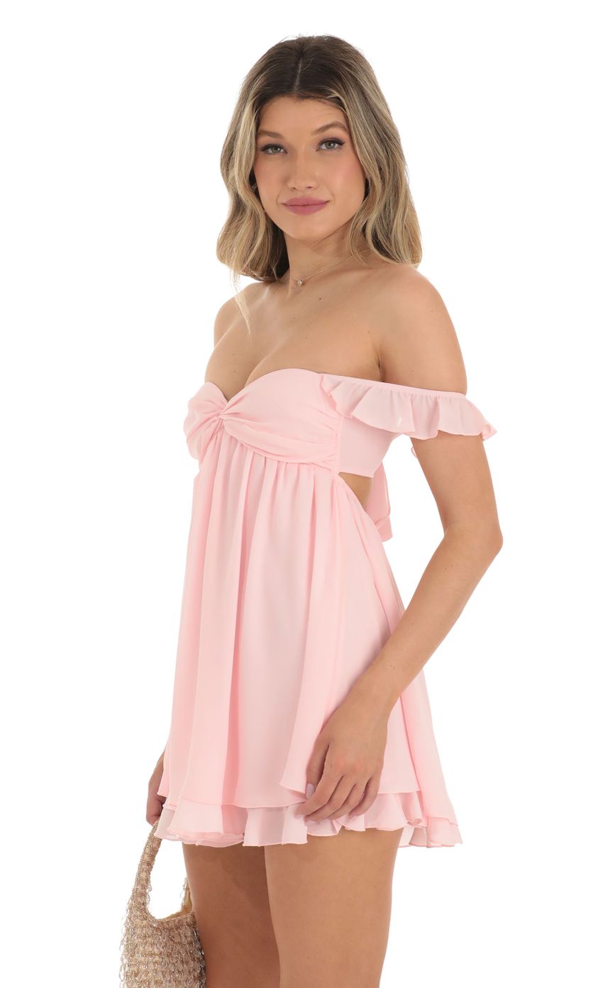Picture Off Shoulder Babydoll Dress in Pink. Source: https://media-img.lucyinthesky.com/data/May23/850xAUTO/a7908f26-efd6-40dc-9e46-d39489d19794.jpg