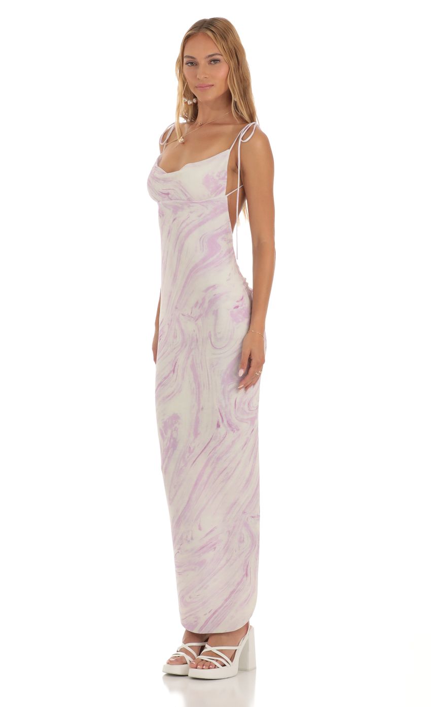 Picture Back Slit Maxi Dress in Purple Swirl. Source: https://media-img.lucyinthesky.com/data/May23/850xAUTO/bcf1b242-3d4c-4416-a88d-04c4d5225df2.jpg