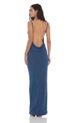 Picture Draped Back Maxi Dress in Navy. Source: https://media-img.lucyinthesky.com/data/May24/150xAUTO/778c4f0f-6009-4028-b962-28797407f11e.jpg