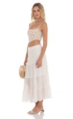 Picture Shimmer Maxi Skirt in White. Source: https://media-img.lucyinthesky.com/data/May24/150xAUTO/bc0a10cf-3ae8-41c0-b2fa-475efa2cd312.jpg