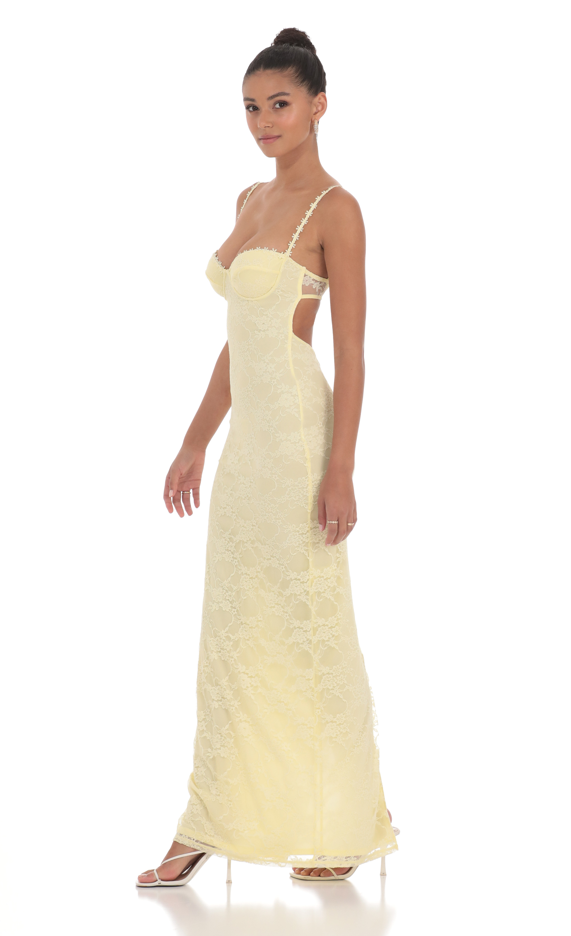 knee length dresses for ladies Farida Yellow Lace Maxi Dress - US 6 main image 1
