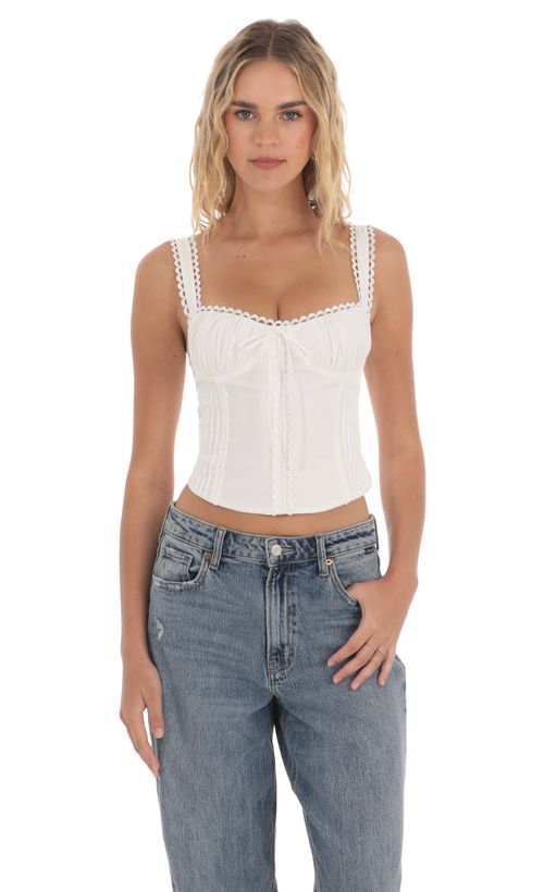 Halter Ruched Top in White | LUCY IN THE SKY