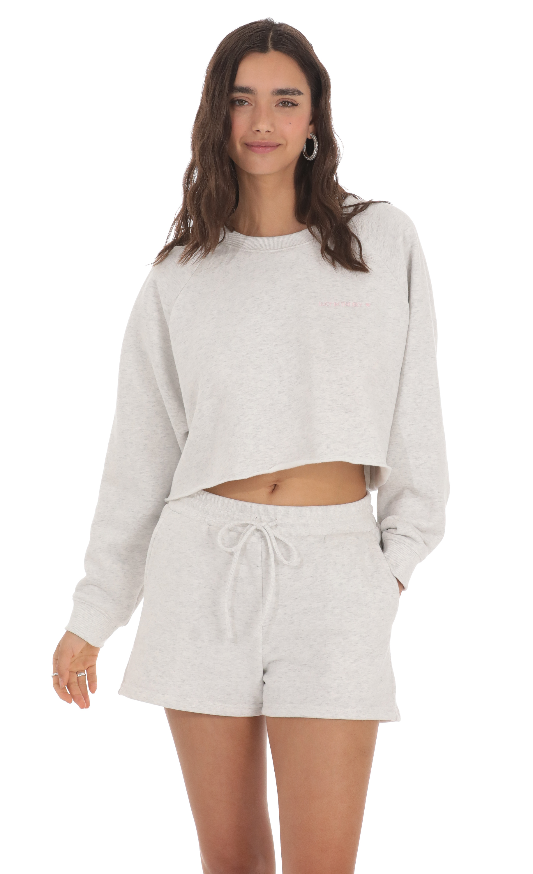 Cropped Jumper in Heather Grey