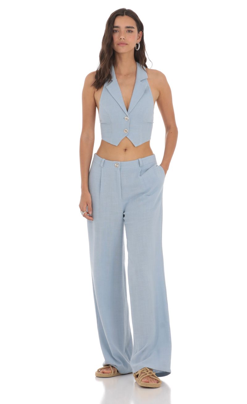 Wide Leg Linen Pants in Blue | LUCY IN THE SKY