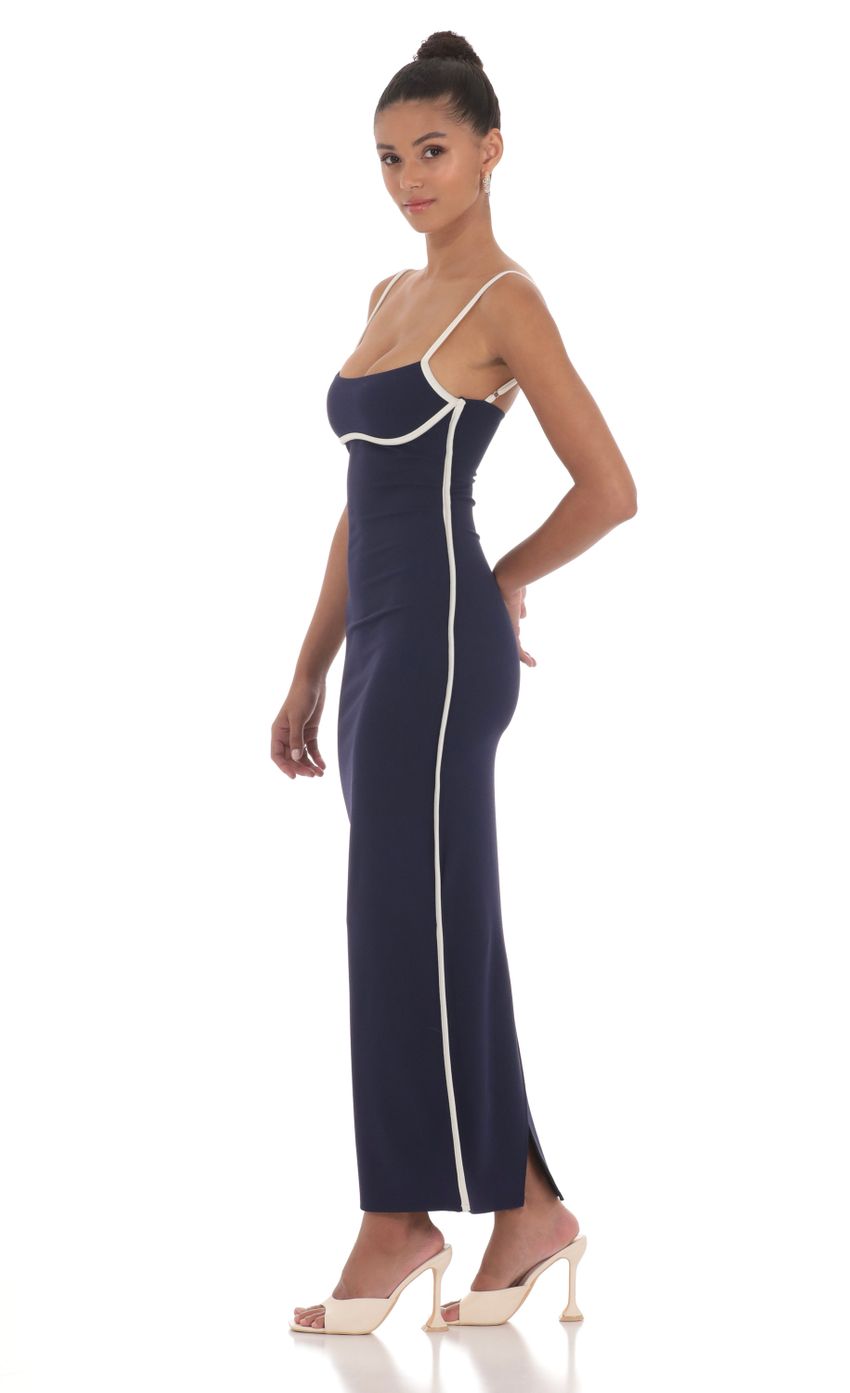 Picture Outline Maxi Dress in Navy. Source: https://media-img.lucyinthesky.com/data/May24/850xAUTO/0db30b68-6b13-4415-8ba8-1385f3362213.jpg