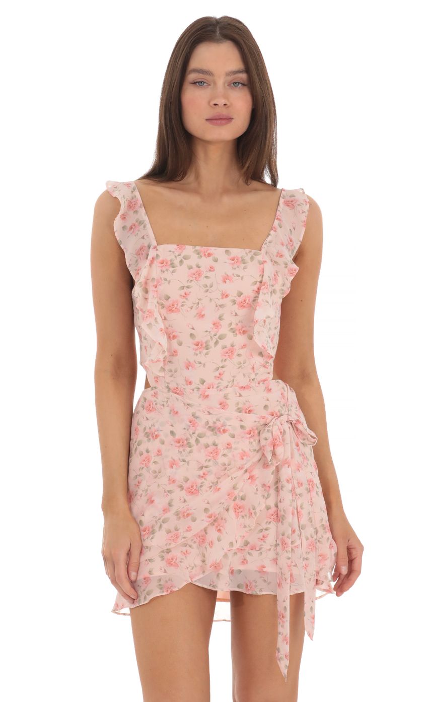 Picture Floral Wrap Dress in Pink. Source: https://media-img.lucyinthesky.com/data/May24/850xAUTO/11a6f578-3738-44f0-a76f-276c5999f149.jpg