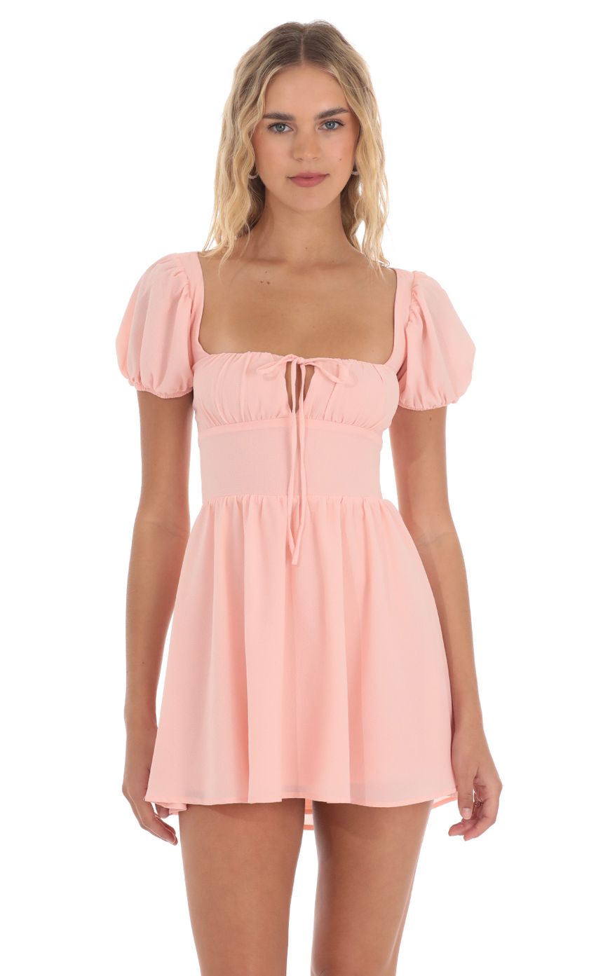 Picture Puff Sleeve Mini Dress in Pink. Source: https://media-img.lucyinthesky.com/data/May24/850xAUTO/299c242d-f5d3-4df2-a9d8-c09b535101f6.jpg