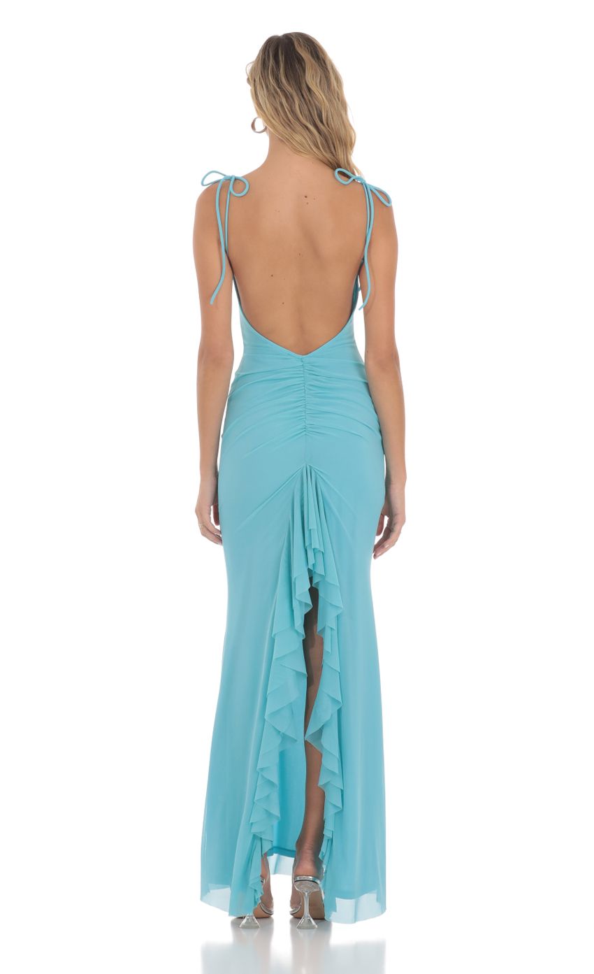 Picture Mesh Open Back Maxi Dress in Aqua. Source: https://media-img.lucyinthesky.com/data/May24/850xAUTO/365c5753-4a0a-4d90-b86e-63abf2dcf1bc.jpg