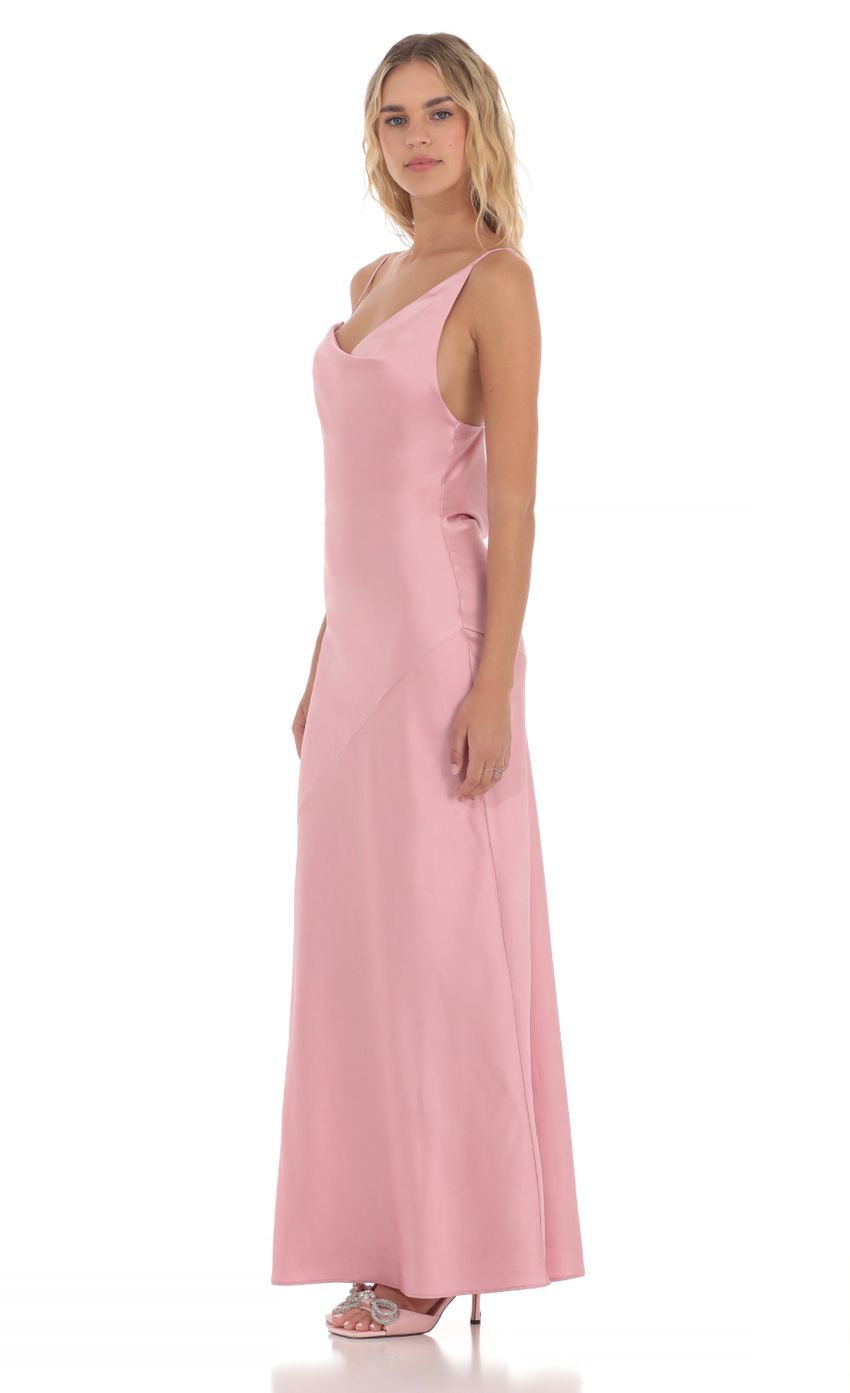 Picture Satin Asymmetrical Cowl Neck Maxi Dress in Pink. Source: https://media-img.lucyinthesky.com/data/May24/850xAUTO/40ffefe3-1eff-4d21-8a9d-05b4869adbe7.jpg