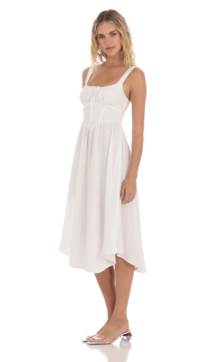 Picture Jacquard Flare Midi Dress in White. Source: https://media-img.lucyinthesky.com/data/May24/850xAUTO/55e804c4-0874-439c-bcbf-b35e0bbc69bb.jpg