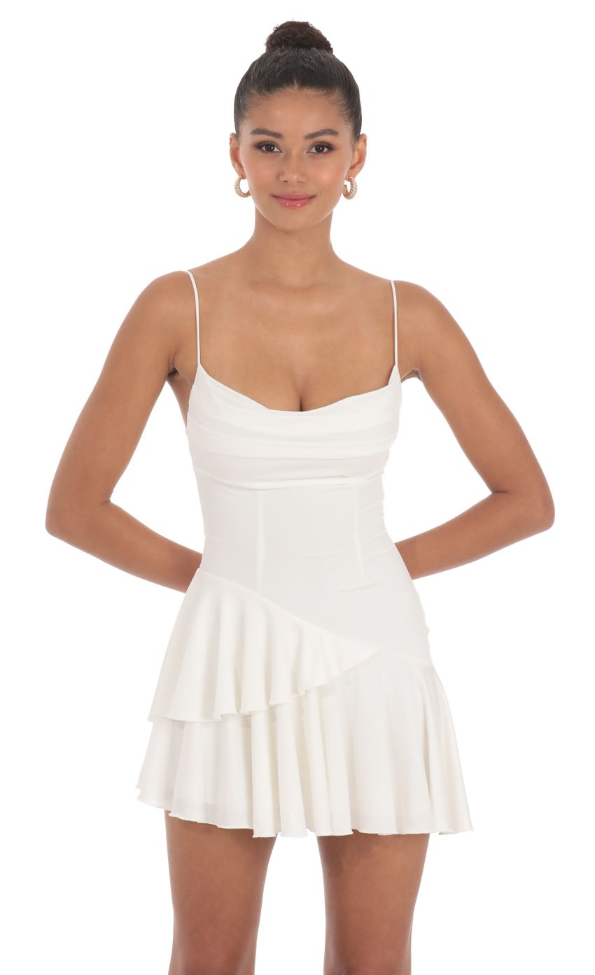 Picture Cowl Neck Asymmetrical Ruffle Dress in White. Source: https://media-img.lucyinthesky.com/data/May24/850xAUTO/6754a112-ebd2-470d-aac4-691dd69a0586.jpg