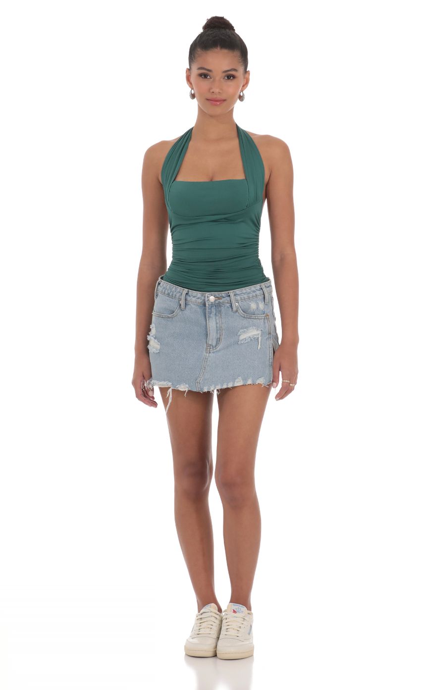 Picture Halter Ruched Top in Hunter Green. Source: https://media-img.lucyinthesky.com/data/May24/850xAUTO/71f8b2d7-0653-4322-ba7e-563c9a59492f.jpg