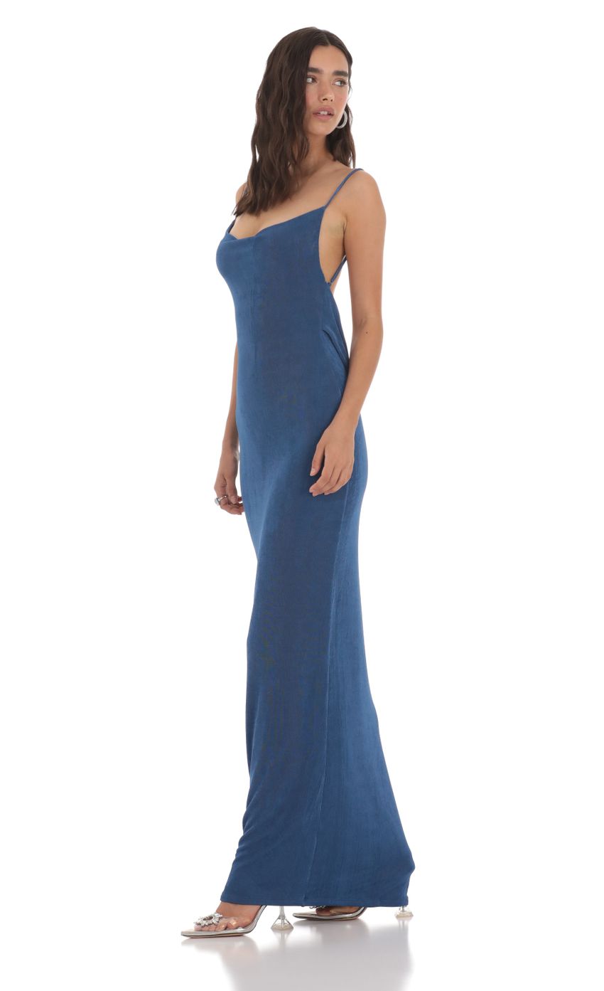 Picture Draped Back Maxi Dress in Navy. Source: https://media-img.lucyinthesky.com/data/May24/850xAUTO/74c998c3-c132-4505-a360-f002e22cee45.jpg