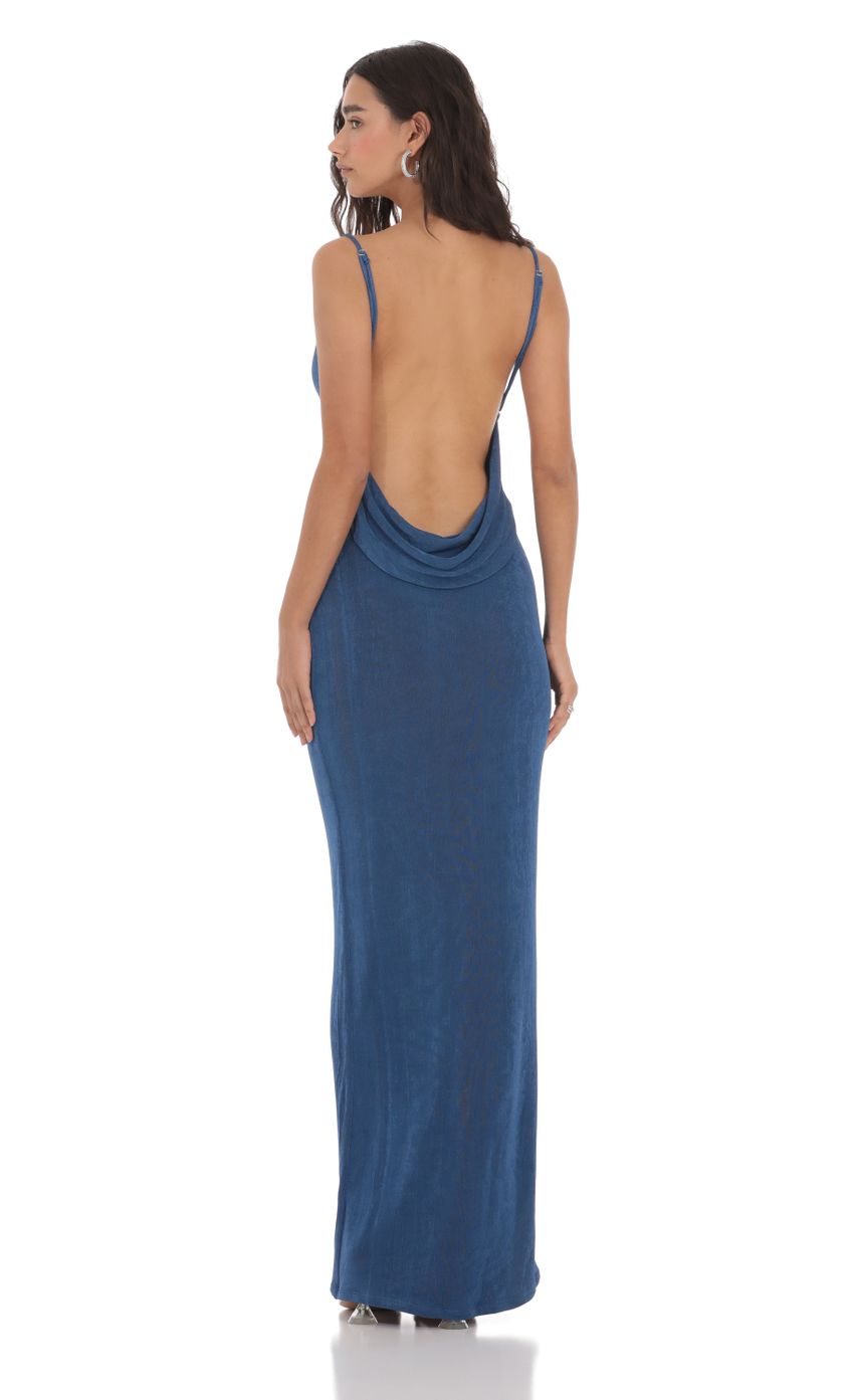 Picture Draped Back Maxi Dress in Navy. Source: https://media-img.lucyinthesky.com/data/May24/850xAUTO/778c4f0f-6009-4028-b962-28797407f11e.jpg