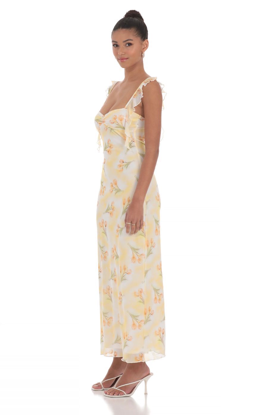 Picture Floral Tassel Strap Maxi Dress in Yellow and White. Source: https://media-img.lucyinthesky.com/data/May24/850xAUTO/80a1e0f3-de69-4d6a-824c-f15c8def2b59.jpg