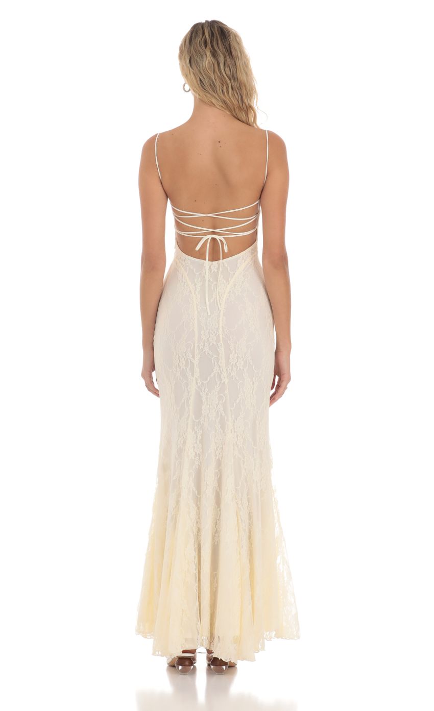 Picture Lace Open Back Mermaid Maxi Dress in Cream. Source: https://media-img.lucyinthesky.com/data/May24/850xAUTO/861c3035-d18b-4897-b49e-a64545d3bc08.jpg