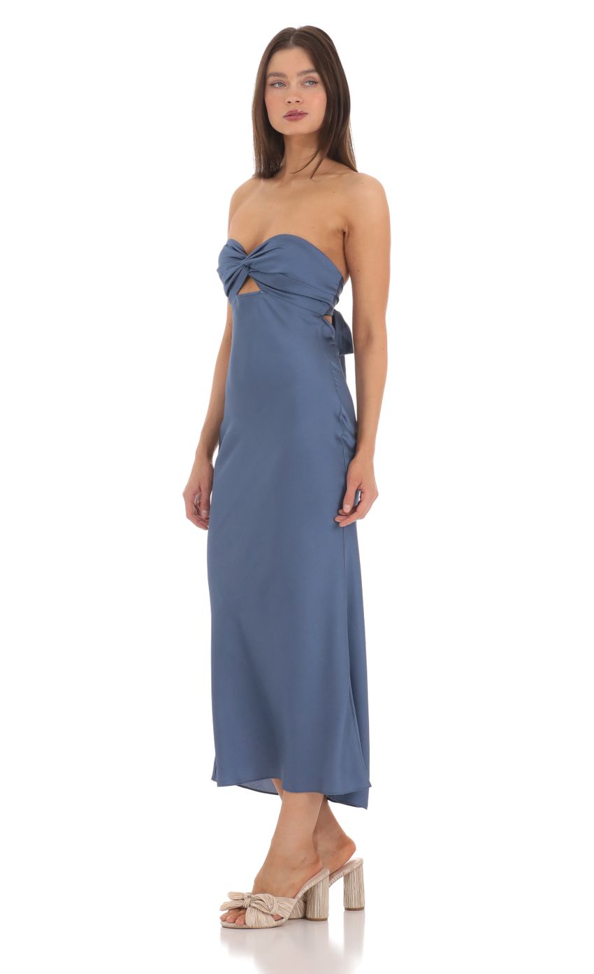 Picture Satin Twist Cutout Midi Dress in Navy. Source: https://media-img.lucyinthesky.com/data/May24/850xAUTO/8bed847e-912d-4dbf-96c6-91074fba2fa6.jpg