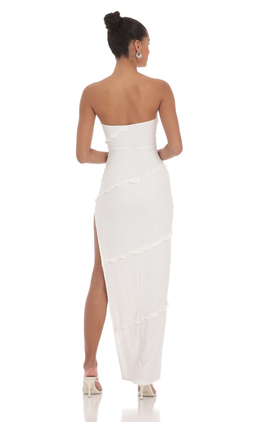 Picture Ruffle Strapless Dress in White. Source: https://media-img.lucyinthesky.com/data/May24/850xAUTO/8d62b784-e9fe-4883-aa21-d0a9f8ce734a.jpg