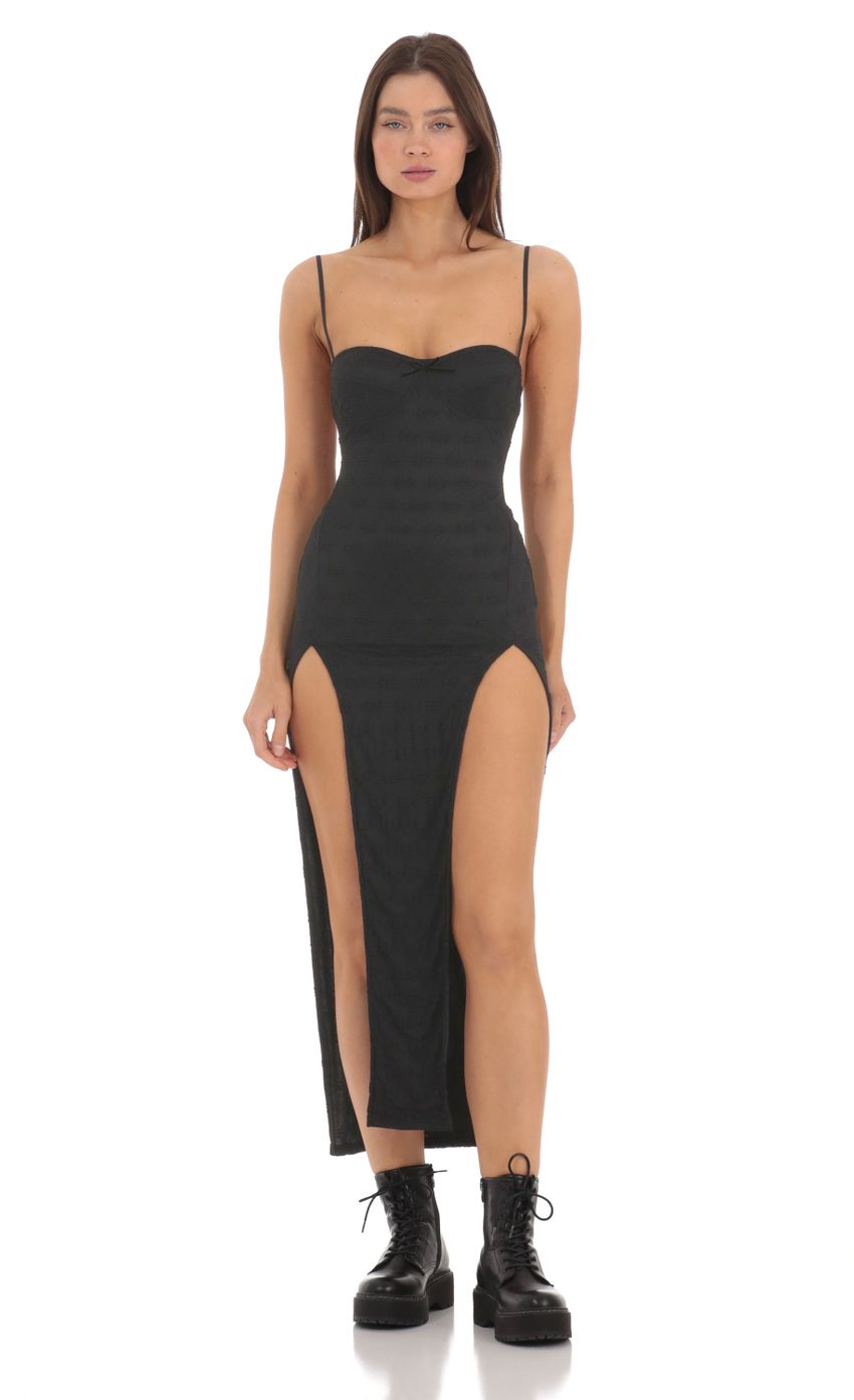 Product image for Double Slit Floral Maxi Dress in Black