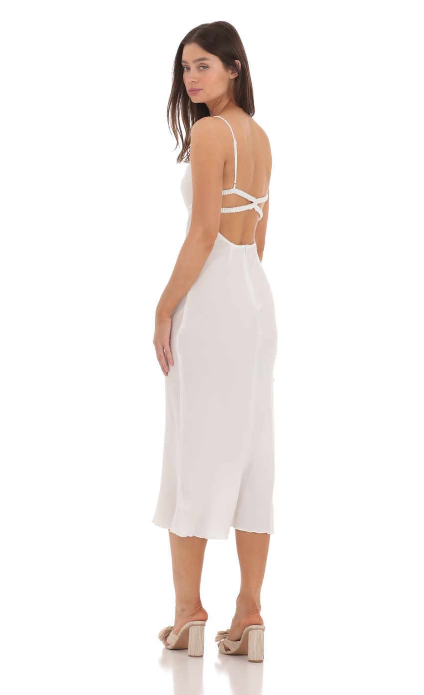 Picture Open Back Midi Dress in White. Source: https://media-img.lucyinthesky.com/data/May24/850xAUTO/a28d4daa-91ce-49cd-927f-51f2a9f03a06.jpg