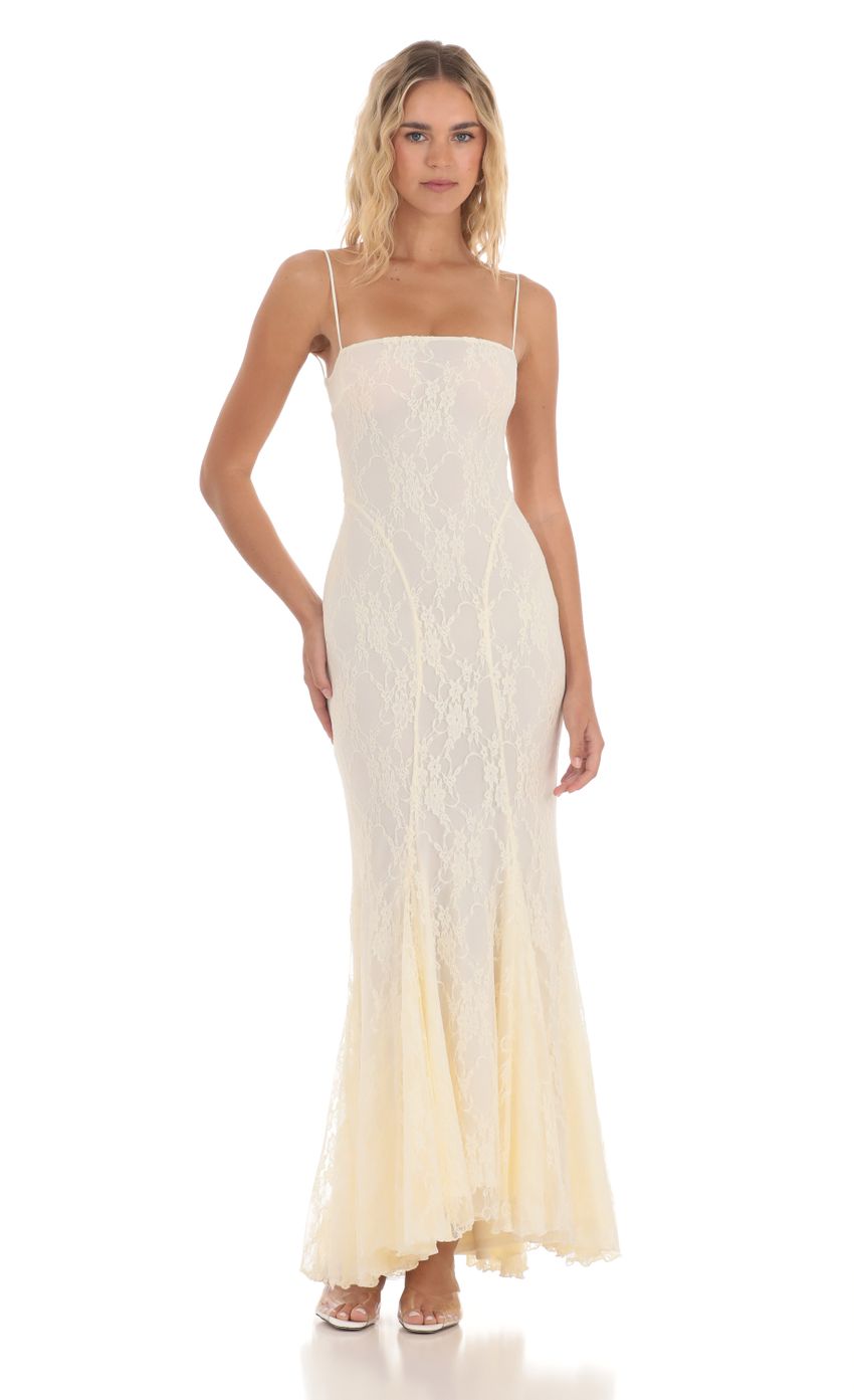 Picture Lace Open Back Mermaid Maxi Dress in Cream. Source: https://media-img.lucyinthesky.com/data/May24/850xAUTO/a3db30b6-0fee-45f2-aebf-5825fcaf7fc2.jpg