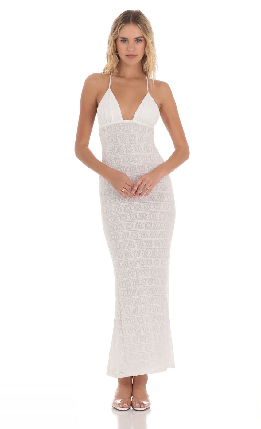 Product image for Embroidered Mesh Maxi Dress in White