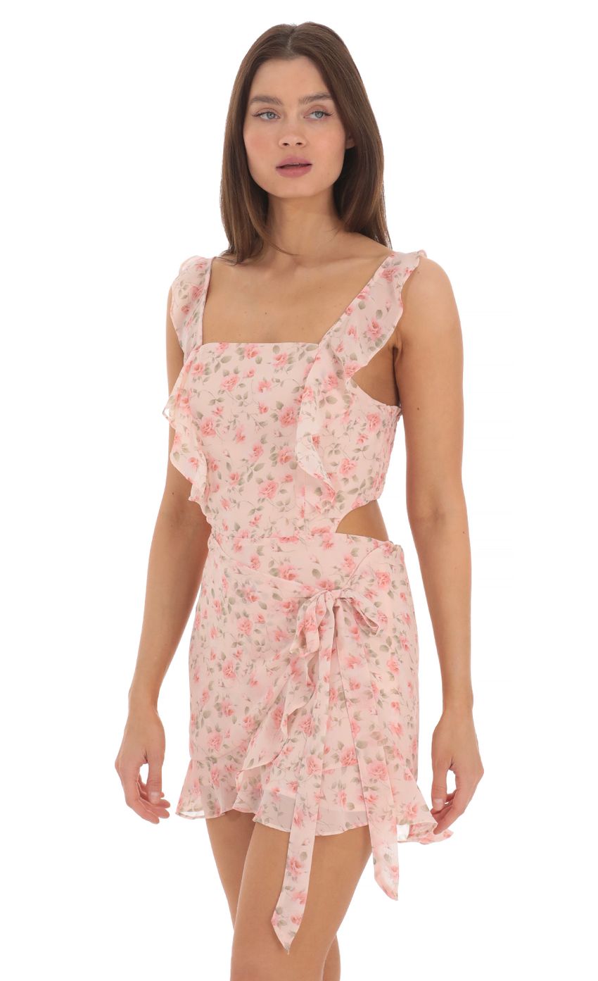 Picture Floral Wrap Dress in Pink. Source: https://media-img.lucyinthesky.com/data/May24/850xAUTO/af6f0671-12f0-4b46-b220-84ad08b0819a.jpg