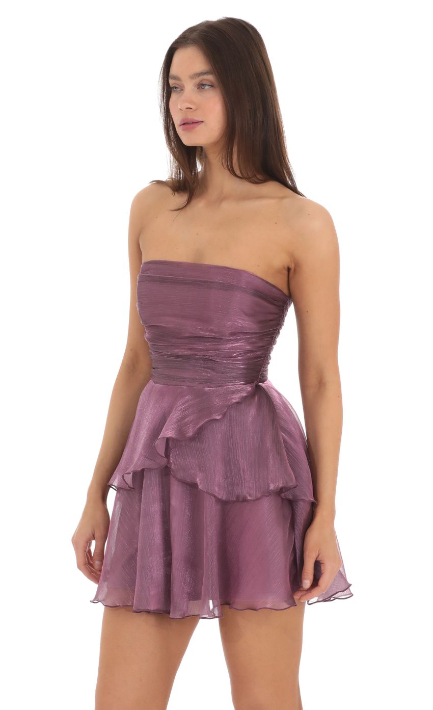 Picture Petal Ruffle Strapless Dress in Purple. Source: https://media-img.lucyinthesky.com/data/May24/850xAUTO/b574b1a1-b681-4bb2-8fa0-28ad847b4a10.jpg