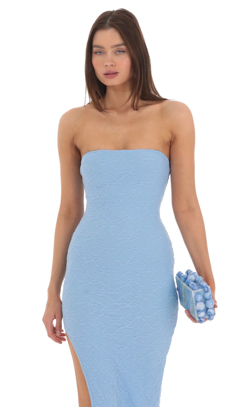 Picture Textured Bodycon Dress in Light Blue. Source: https://media-img.lucyinthesky.com/data/May24/850xAUTO/b8341518-0d90-44dc-999d-6f035ceecd4b.jpg