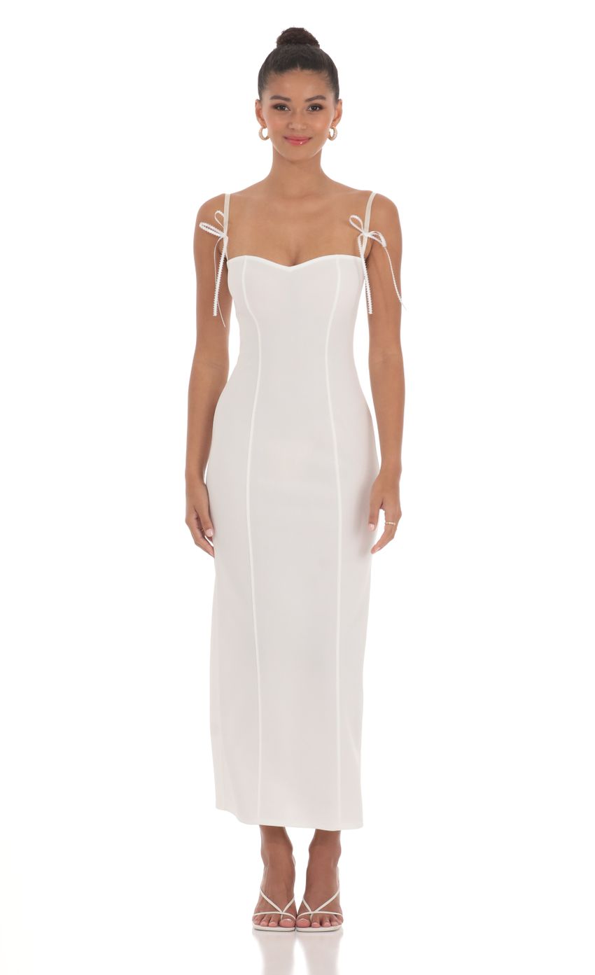 Picture Bow Strap Maxi Dress in White. Source: https://media-img.lucyinthesky.com/data/May24/850xAUTO/c06437fb-7d79-4482-9428-9e6bc915fbdc.jpg