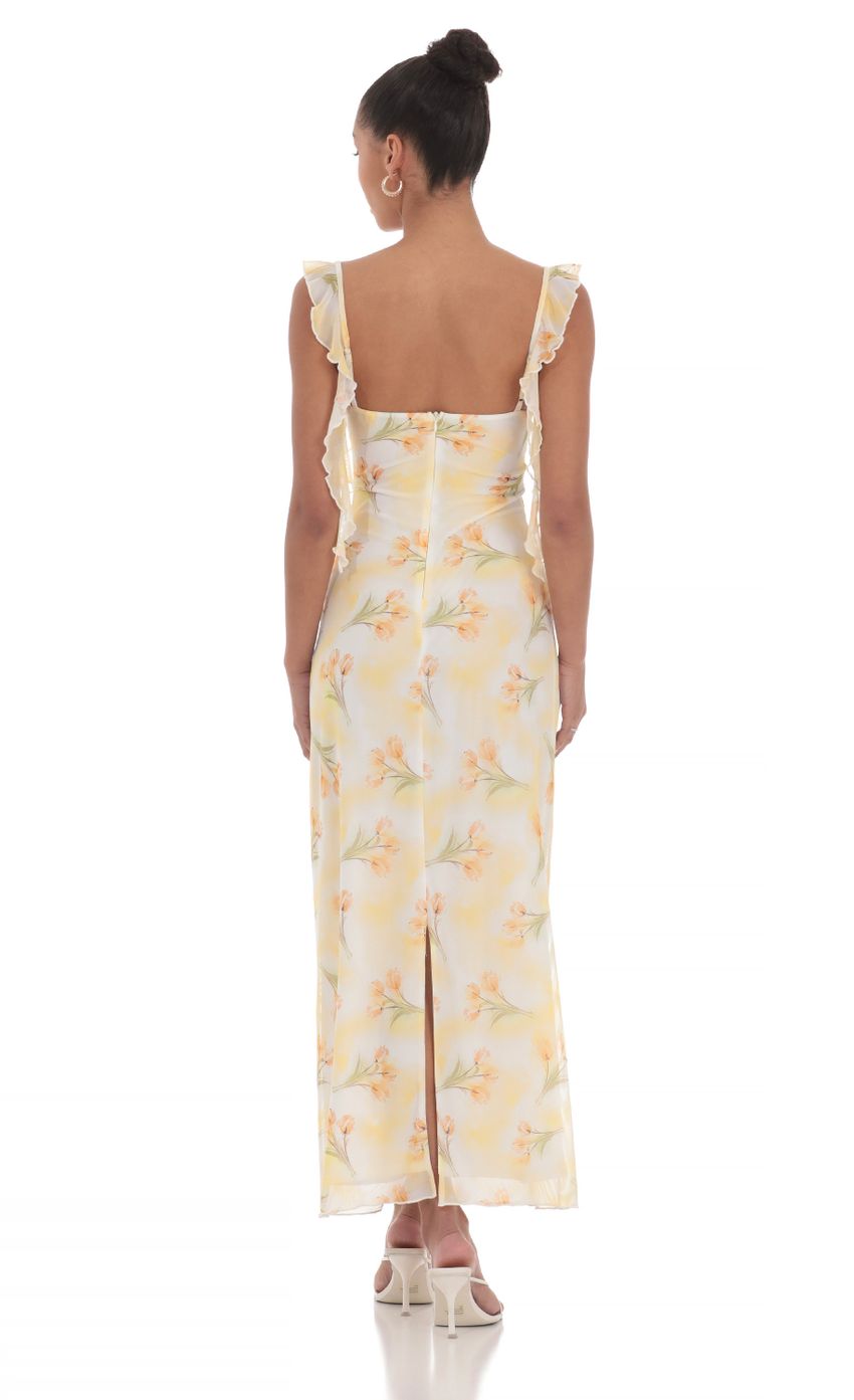 Picture Floral Tassel Strap Maxi Dress in Yellow and White. Source: https://media-img.lucyinthesky.com/data/May24/850xAUTO/c1e1dd2a-e4da-4f6c-8c65-b2e34f9c52cf.jpg