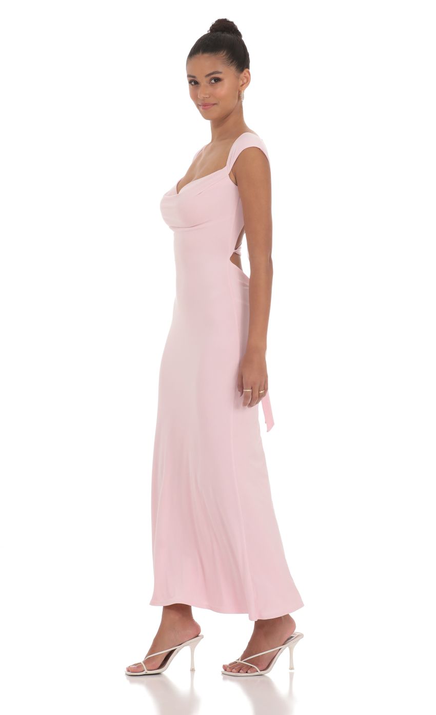 Picture Strappy Cowl Neck Maxi Dress in Pink. Source: https://media-img.lucyinthesky.com/data/May24/850xAUTO/cab9c9e2-6ebc-46ae-8dc4-f1653a87f744.jpg