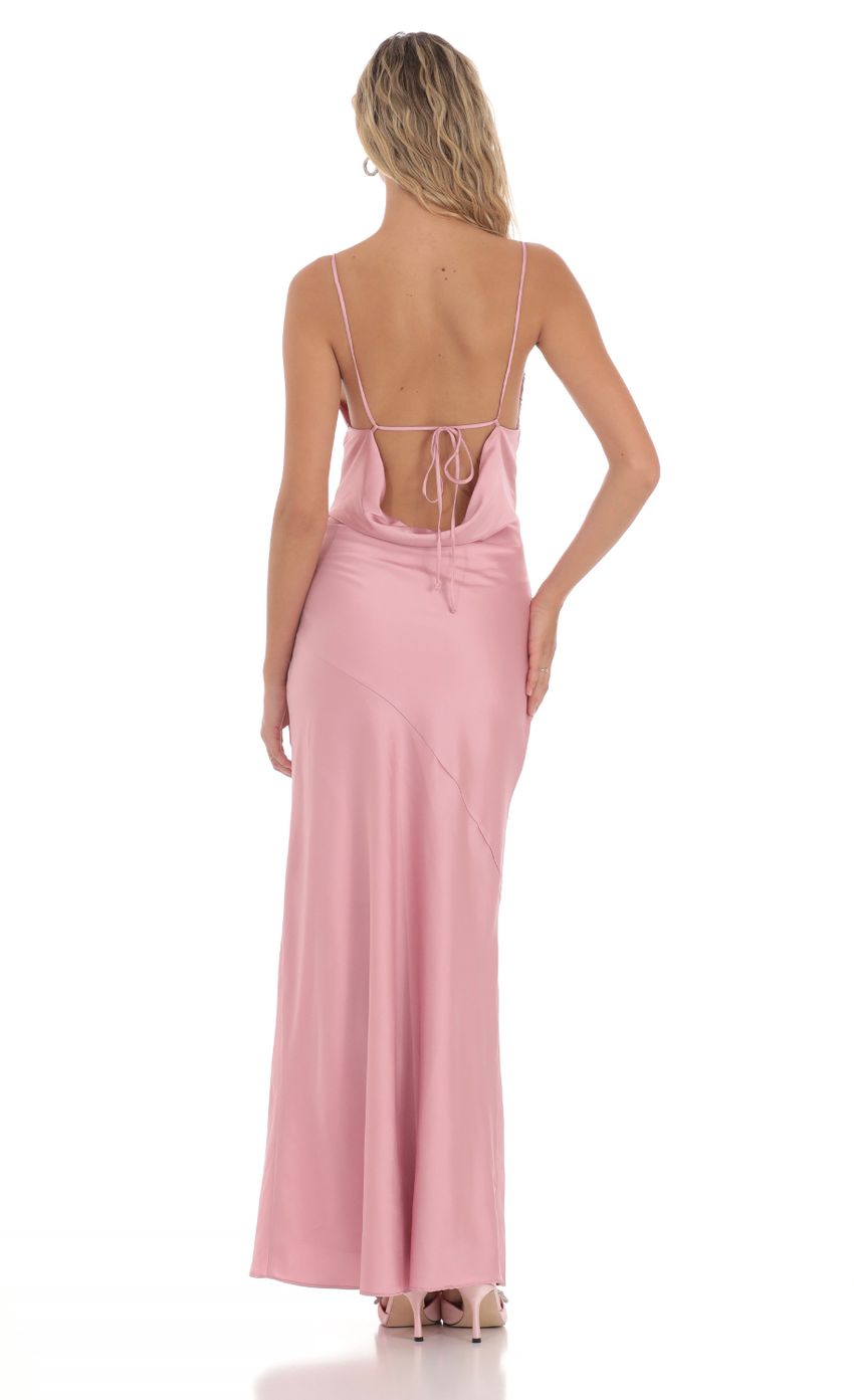 Picture Satin Asymmetrical Cowl Neck Maxi Dress in Pink. Source: https://media-img.lucyinthesky.com/data/May24/850xAUTO/d51382ba-d642-4702-bc42-54122d89a6c9.jpg