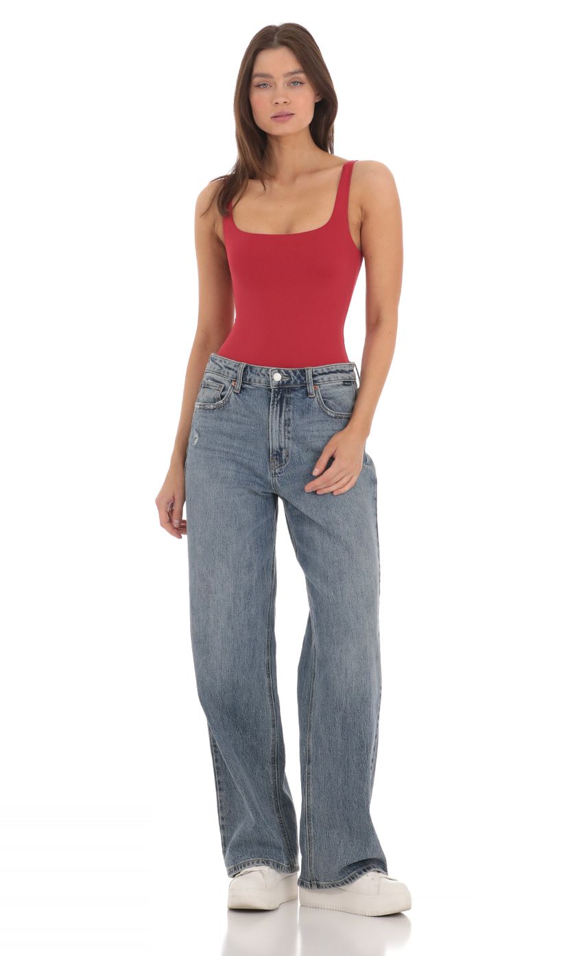 Picture Basic Tank Bodysuit in Red. Source: https://media-img.lucyinthesky.com/data/May24/850xAUTO/d8d08473-d0f7-4abc-8636-eeea19949b8c.jpg