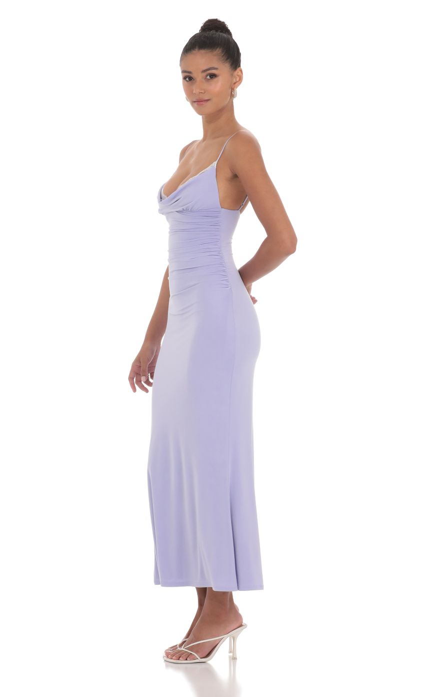 Picture Ruched Cowl Neck Maxi Dress in Periwinkle. Source: https://media-img.lucyinthesky.com/data/May24/850xAUTO/d9c898e6-8ff7-421a-8686-6e6672912ce3.jpg